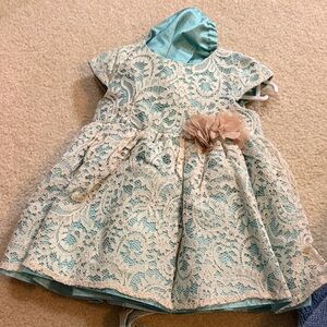Lace Overlay Baby Dress with Floral Accent